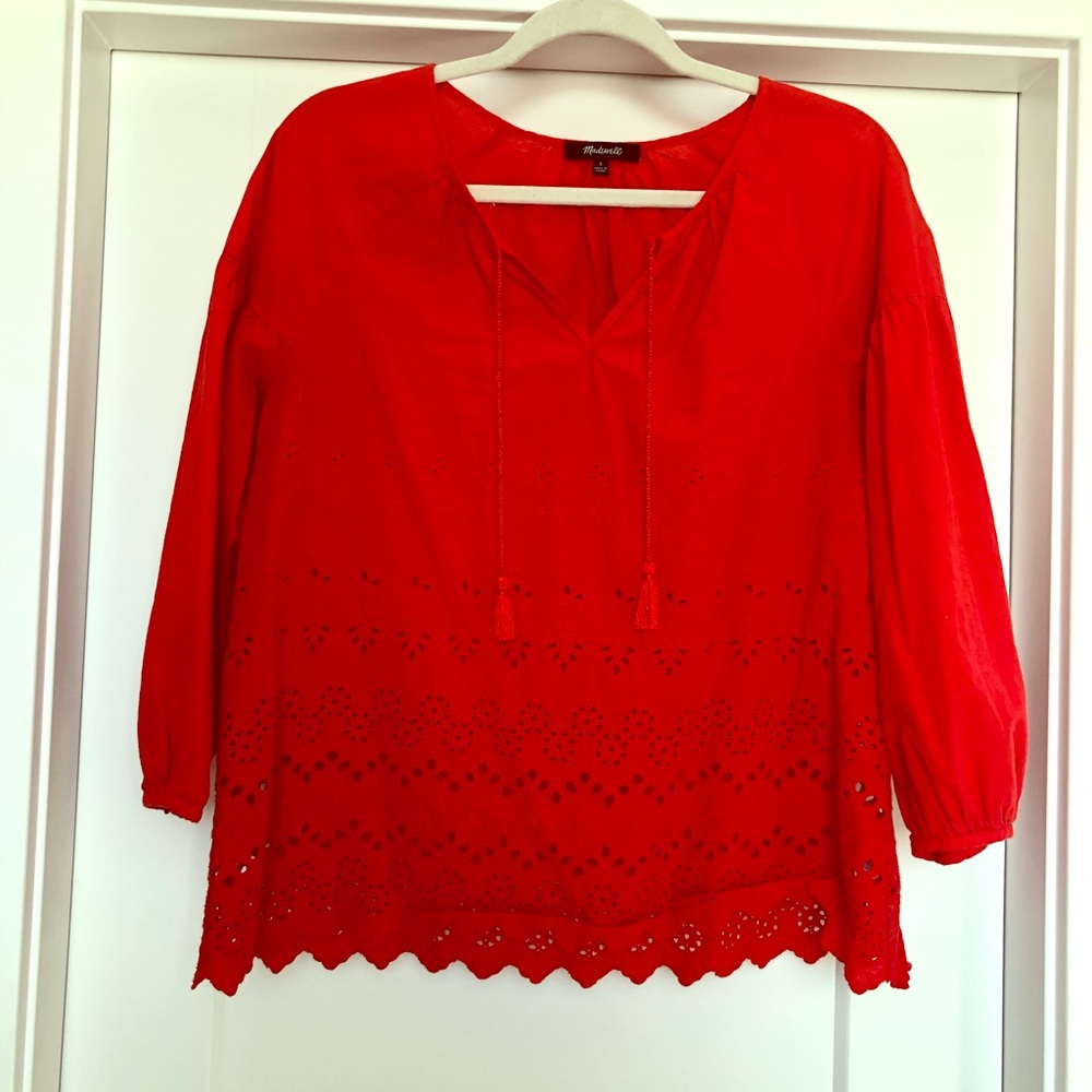Madewell Eyelet Lattice Top